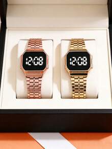 1 件青少年 LED 屏幕钢带电子数字手表，适合生日、毕业礼物 - 黑色 - 查看 1