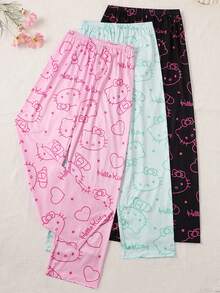 Sanrio 三条装三丽鸥Hello Kitty女士休闲睡裤，轻薄透气，适合春、夏、秋季穿着。 - 彩色 - 查看 1