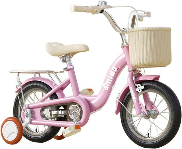 Kids Bike For Ages 2-10 With Training Wheels, Durable High Carbon Steel Frame, Easy Assembly, Non-Slip Tires