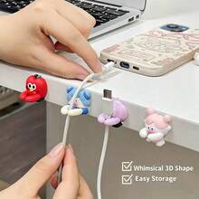 2 piezas Organizador de cables lindo, dispositivo de almacenamiento y fijación sin costuras para el escritorio, clips para cables de carga de teléfono sin taladro - esencial para la escuela, regalo perfecto para el Día de San Valentín - Conjuntos - Ver 5