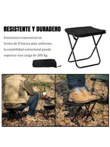 IMPORTEEK 1 Pieza Silla Plegable Portátil para Exterior e Interior Adecuado para Senderismo/Playa/Camping - Negro - Ver 6
