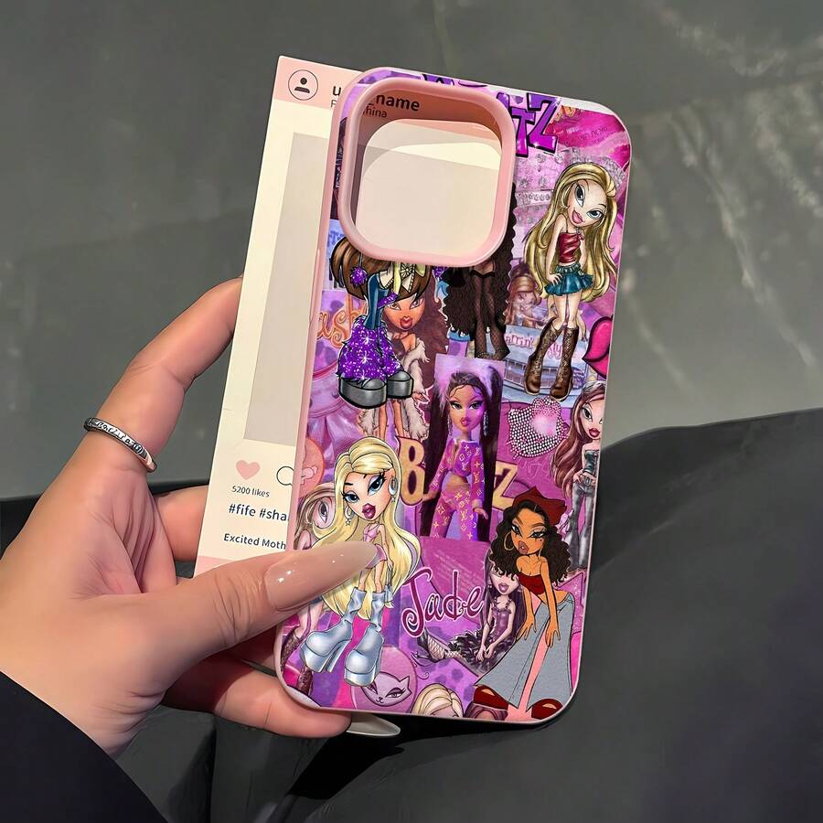 Funda de moda para teléfono de las Muñecas , compatible con teléfonos , 17, 16 Pro Max, 15 Pro Max, 13 y 12. Fabricada en TPU, ofrece protección contra golpes y caídas. Es un regalo ideal para familiares, amigos, parejas, novios y novias. - Rosa - Ver 1