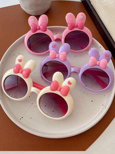1 pieza Gafas de moda con diseño de conejo lindo y de dibujos animados, adecuadas para salidas diarias y viajes, para niños y niñas