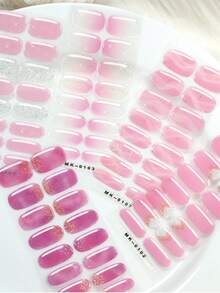 16 st. FUV-fria gelnagelfolier, rosa vinröda franska glittergelnagelremsor, inga UV-skador, skyddar naturliga naglar, enkla att använda, perfekta för alla hjärtans dag-klistermärken eller gör-det-själv-manikyrklistermärken för kvinnor - Multifärgad - Visa 5