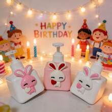 粉色可爱兔子包装瓶，乳液包装瓶，防晒霜包装瓶，化妆品包装瓶，护手霜/润肤露，洗发水/沐浴露包装瓶，桌面摆件，适合复活节、生日、婚礼，赠送朋友/爱人/伴侣/订婚情侣/单身派对/结婚礼物，日常及旅行套装 - 彩色 - 查看 3