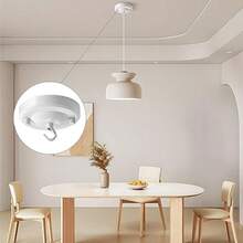 Upgraded Vern Light Canopy Kit Black Vintage Chandelier Ceiling Plate Retro Light Canopy  Chandelier Canopy with Hook for Pendant Light or Chandelier Max Load 22LBS Plant Hanger-003 - Blanco 4,1 pulgadas - Ver 5