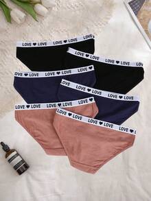 6条装女士低腰内裤套装，字母腰带，舒适性感，无痕女士内衣，黑色短裤，适合万圣节、秋季穿着 - 彩色 - 查看 7