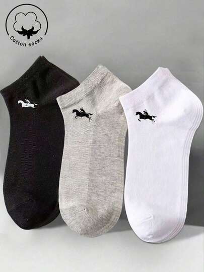 20/10/5/3/1 Pairs Men's Cotton Socks, Short Socks, Invisible Socks, Double-Line Anti-Slip Design, White, Black, Low-Cut, Ankle Socks, Moisture-Wicking, Soft & Breathable, Suitable For Business, Casual, Home, Sports, College Style, All Seasons, Random Color Assortment