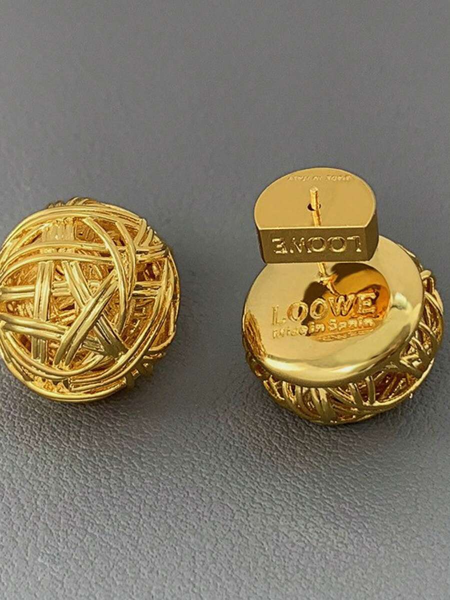 2件装 2025新款极简字母奢华闪亮耳钉，百搭优雅耳环 - 編織耳環 - 查看 1