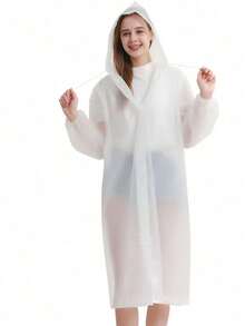 一件可重复使用的雨披，采用EVA防水材料制成，带帽，宽松长袖设计，方便户外活动。 - 彩色 - 查看 2