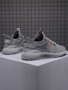 Men's Fashion Breathable Knitted Running Shoes, Suitable For All Seasons - Grey - View 6