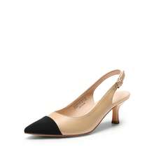 Women's Kitten Heel Point Toe Buckle Decor Slingback Stiletto Low Heels Dress Bridal Elegant  Solid Color Wedding Pumps Shoes - 米色 - 查看 5