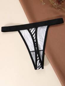 4pcs/Set Women's Sexy Low Waist Cotton Printed Thong Panties - Multicolor - View 7