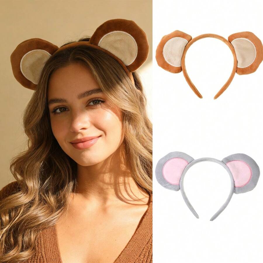 1 chiếc băng đô hình thú nhồi bông dành cho nữ giới trưởng thành, băng đô tai khỉ màu nâu, phụ kiện tai khỉ ngộ nghĩnh cho người lớn, thích hợp cho trang phục khỉ, thích hợp cho lễ Phục sinh. - Nhiều màu - Xem 1
