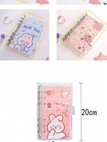 1pc Transparent PVC Loose-Leaf Notebook, Cute Cartoon Rabbit Design, Creative Spiral Notebook, Detachable, Random Pattern Shipped - Multicolor - View 9