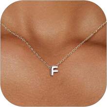 ChicSilver Initial Necklace 26 Letters A-Z Charms 925 Silver / Gold Chain Necklaces For Women Jewelry Accessories Mini Minimalist Alphabet Names For Mothers Couples Birthday - 白金 - 查看 2