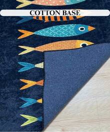 Navy Blue Round Rug With Floral And Butterfly Design, Elegant Botanical Carpet With Gold Accents, Vintage Cottagecore Decor For Living Room - 1PC - Xem 5