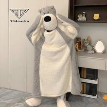 Cute Dog Nightwear Robe, Adorable Loungewear, Soft And Comfortable Pajamas, Super Warm For Spring, Autumn And Winter - Light Grey - View 7