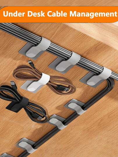 10个装线缆管理盒，功能性办公桌线缆整理夹，可重复使用的电工专用线缆扎带，魔术线缆扎带，电脑线缆扎带，办公桌线缆管理系统，桌面配件，桌面收纳盒