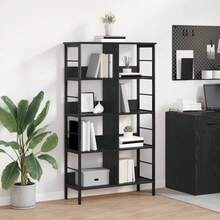 vidaXL Bücherregal Schwarz Eichen-Optik 82 X 32 X 144,5 Cm - Schwarz - Übersicht 1