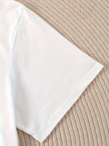 Women's Basic Solid Color Short Sleeve Crew Neck Pure Cotton T-Shirt, Slim Fit Casual Daily Top, Sizes S-XXXL, Soft Breathable Comfortable Tee, Lightweight Summer Fashion Essential, Easy To Match, Classic Style, High-Quality Cotton Fabric, Suitable For All Seasons, Basic Top For Women - 白色 - 查看 6