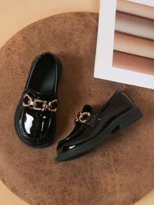 1双女童低帮公主乐福鞋，套脚鞋，校园风，幼儿及小童防滑软底防踢复古玛丽珍鞋，透气休闲百搭旅行鞋，适合春、夏、秋季穿着 - 黑色 - 查看 4