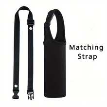 Diving Fabric Water Bottle Holder With Strap, Solid Color Bottle Cover With Backpack Clip, Portable And Shockproof, Suitable For Hiking, Camping, Sports, Set Of Cup Sleeve And Strap - Multicolor - View 4