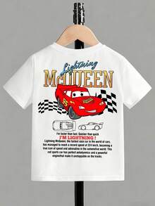 Disney Cars Lightning McQueen Kids' Tee, Double-Sided Print Cool Kids' Wear - 白色 - 查看 2