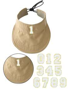 1顶儿童春夏白色0-9数字刺绣遮阳帽，透气，可调节，休闲简约，时尚，适合通勤 - 彩色 - 查看 7