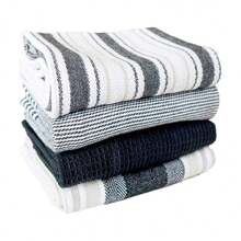 4条长方形（45.01*65.0厘米）家用厨房抹布，柔软吸水，干湿两用，厨房茶巾，丝带包装，适合作为感恩节礼物，也可作为感恩节农舍风格餐桌装饰。 - 彩色 - 查看 11