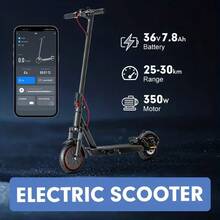 Patinete eléctrico H2 BLACK 10 | Motor de 350 W, batería de 7,8 AH, neumáticos sólidos antideslizantes de 10 pulgadas, batería de larga duración, 3 modos, velocidad máxima de 25 mph, absorción de impactos delantera y trasera, freno trasero electrónico + freno mecánico, plegable, altura ajustable, marco de aleación de aluminio. - C - Ver 3