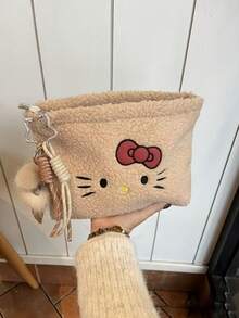 Hello Kitty 毛绒化妆包 - 大容量、优雅设计、可水洗 - 旅行和送礼的理想之选 - 彩色 - 查看 7
