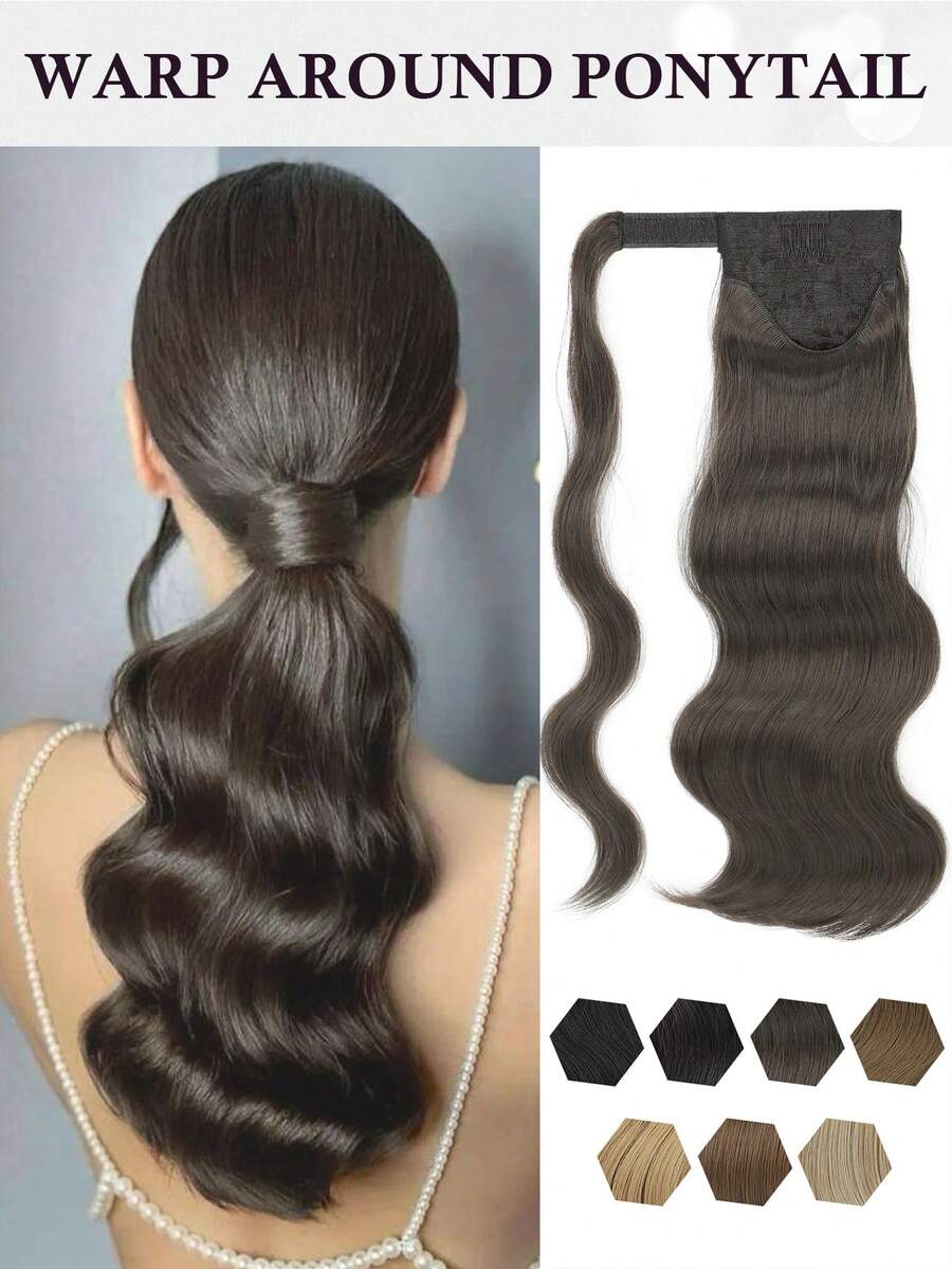 18 Inch Curly Synthetic Ponytail Hair Extensions, Heat Resistant Fluffy Clip-In Hair Piece, Suitable For Adults, Women, Girls, For Party, Daily Wear - Multicolor - View 1