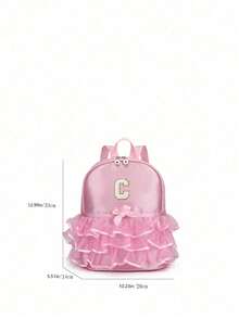1pc Girls Nylon Zipper Closure A-Z 26 Letters Fashion Lace Dance Bag, Dance Ballet Bag, Practice Double Shoulder Latin School Bag Backpack, Suitable For Daily Use (Zipper Random)(DIY Alphabet Stickers) - Pink - View 5