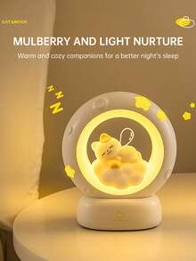 1 قطعة مصباح ليلي بشكل قطة نائمة، مصباح مرافق للنوم قابل للشحن عبر USB، 3 مستويات تعتيم إضاءة لطيفة، مصباح مكتب قابل للتعديل السطوع، ديكور مكتبي مريح، مناسب لغرفة النوم والصالة، هدية عيد - الوصول إلى النجوم والقمر - مشاهدة 12