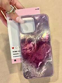 1件新款时尚独特葡萄紫扎染爱心渐变“爱你，我的情人”手机壳，兼容 17 Pro Max、16 Pro Max、15 Pro、14、13、12、12，奢华锡箔小众手机壳 - 彩色 - 查看 3