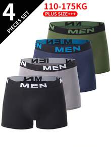 4pcs/Pack Plus Size Men's Casual Boxer Briefs, Breathable Stretchy Trunks, Sports Shorts - Multicolor - View 2