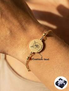 1pc Minimalist Cute Pet Photo Customized Bracelet, Couple Image Customized Memorial Bracelet, Fashion Versatile, Retro Minimalist, Highly Personalized, Unique, Golden Fashion - Multicolor - View 1