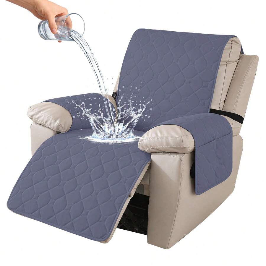 YSTYLE 1-Seater Reclining Relaxing Armchair Cover, 100% Waterproof Armchair Cover, Elasticated Armchair Cover, Reclining Sofa Cover - Dusty Blue - View 1