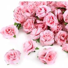 50pcs Pink Roses Artificial Flowers Bulk, 1.6 Inch Small Silk Roses Flower Heads Decoration, Crafts, Wedding Centerpieces Bridal Shower Party Home Decor - Pink - View 3