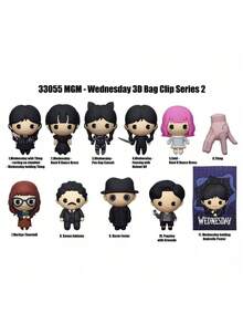 MGM 1PC Wednesday Officially Licensed Blind Box Surprise Bag 3D PVC Figurine Bag Clip Charms Keychain Wednesday Enid Thing Cartoon Character Random One Backpack Decoration Birthday Christmas New Year Gift - Multicolor - View 9