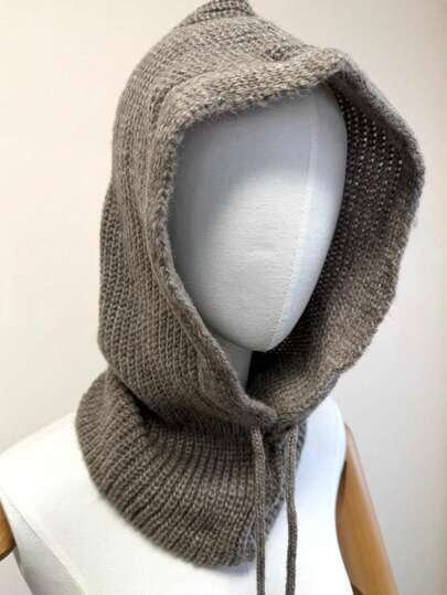 Hermiss  Gorro de mujer Balaclava De Mujer pasamontaña, adecuado para protección del frío en invierno pieza Gorro de mujer con cordón y cuello falso tipo pasamontaña, entrega estimada 1-3dias laborable (península)