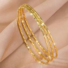 3 piezas Pulseras elegantes y brillantes con textura asimétrica para mujeres - Dorado - Ver 7