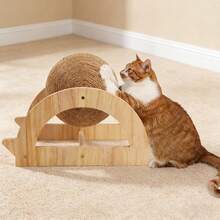 Wooden Cat Scratcher Toy, Indoor Interactive Cat Toy, Sisal Rope Cat Scratching Ball - Ginger - View 3