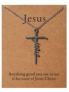 1pc, Lcherry Faith Cross Necklace, Women Religious Gifts, Women Christian Jewelry Gifts, Creative Small Gifts, Holiday Accessories, Birthday Party Supplies, Birthday Gifts, Party Favor Supplies - 1PC - View 7