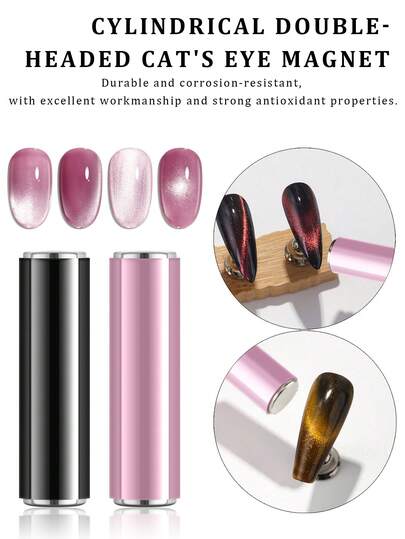 Cylindrical Double-Headed Nail Art Cat Eye Gel Magnetic Pen For Gel Polish 3D Cat Eye Nails Painting Nail Art Strong Magnetic Stick Manicure DIY Tools, Nail Supplies, Nail Art Tools,Back To Schoo, Nail Tools For Press On Nails