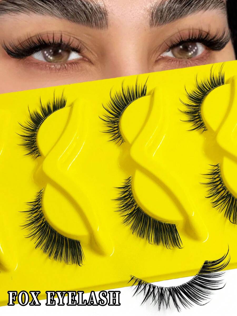 Asiteo 5 Pairs New Cat Eye Lashes With Natural Long Transparent Wings & Tail Extension, Soft 3D Faux Mink Eyelashes Suitable For Natural Makeup, Party, Glam, Gift, Wedding, Bridesmaid, Vacation, Beach - Cat Eye Lashes - View 1