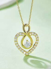 1pc Elegant Luxury 925 Sterling Silver 0.5ct 5.0mm Moissanite Heart Pendant Necklace, Suitable For Women's Daily Wear, Parties, Weddings, Anniversaries, Mother's Day, Valentine's Day - XL0141M - 查看 2