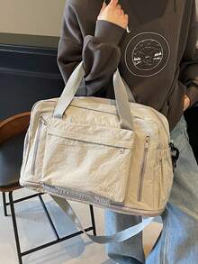 Túi du lịch đa năng dung tích lớn, kiểu dáng retro, thời trang, đơn giản và tiện dụng, phù hợp sử dụng hàng ngày, có ngăn riêng cho đồ khô và đồ ướt, cùng ngăn đựng giày riêng biệt. Thiết kế tinh tế, nhẹ và có thể gấp gọn, thích hợp cho các chuyến công tác, nghỉ qua đêm, du lịch ngắn ngày, v.v. Túi du lịch, túi xách tay bền chắc, đồ dùng cần thiết cho kỳ nghỉ hè, phụ kiện du lịch, túi đựng đồ du lịch, phụ kiện mùa hè. - Xám - Xem 4