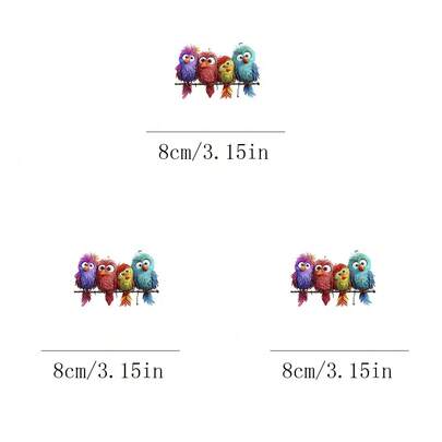 1pc/2pcs/3pcs Four Birds In A Row Heat Transfer Patch, Ironing And Washable, Suitable For T-Shirts, Jeans, Sweaters, Handbags, Pillows, Cushions